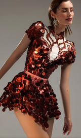 HELENE BURGUNDY SEQUINS DIAMANTE SET