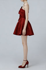 STRAPY HEM MINI DRESS IN RED
