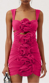 PINK 3D FLOWER ONE PIECE SWIMSUIT AND SKIRT