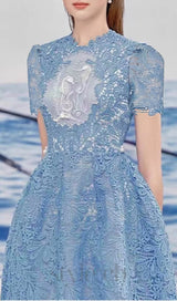 ARAFA BLUE EMBROIDERY MIDI DRESS