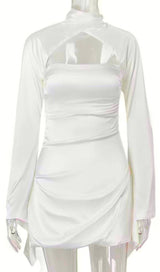 SATIN MINI DRESS IN IVORY