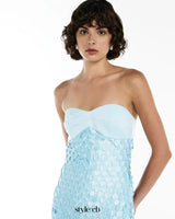 iris Lace sequin backless maxi dress in blue