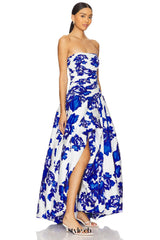 nancy Violette Bubble Hem Maxi Dress in cobalt