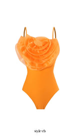 Danae Orange Flower Two-Piece Swimsuit