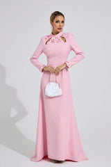 shirley Light Pink rhinestone cutout Mermaid Maxi Dress