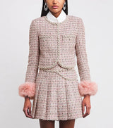 rosemary Pink Bouclé Fur-Trim Jacket