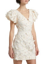 Butterfly Appliqué Mini dress in cream