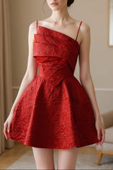 STRAPY HEM MINI DRESS IN RED