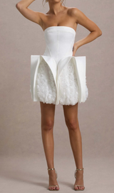 beverly Calais Strapless Flower Mini Dress