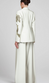 Winee Rhinestones embellished Blazer Set White