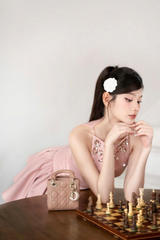 crystal embellished vest mini dress in pink