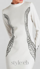 Ashley crystal embellished bodycon maxi dress in white