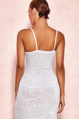 WHITE PEARL CUT-OUT MIDI DRESS