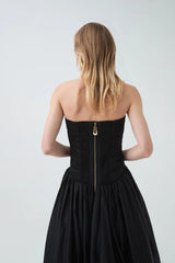 nancy Bubble Hem Maxi Dress in black