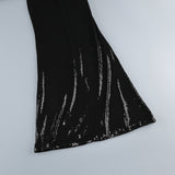 vivien off-shoulder sequin prom maxi dress in black