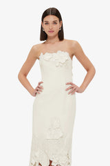 louise Appliqué Bustier Maxi Dress in white