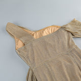 one-shoulder draped bodycon maxi dress in khaki