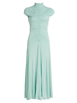 lillian Gathered High-Neck Maxi Dress in green
