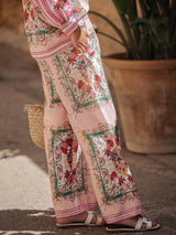 liz multicolor Linen shirt cardigan long-sleeved set