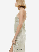 Jacquard-Weave One-Shoulder Dress