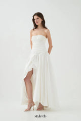 nancy Bubble Hem Maxi Dress in ivory
