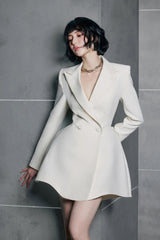 darlene a-line Blazer mini Dress in beige