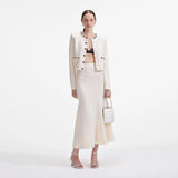 virginia Cream Embellished Cardigan skirt set