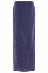 purple Asymmetrical cropped top velvet skirt two-piece set