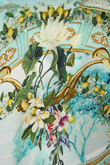 green-multi Printed ruffled V-neck irregular hem silk maxi dress