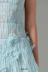 sleeveless lace fabric mini dress in aqua
