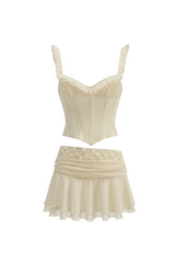 amelia Corset Lace Up Ruffle Skirt Set