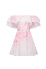 Ellie floral print Ruffle Mini dress in pink