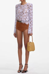 Lilac Lace Fluted Sleeve Top