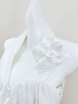 Meeri White Halter Drape Top & Wide-Leg Pants Set