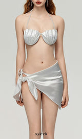 Darrah White Pearl Three-Piece Swimsuit