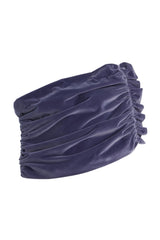 purple Asymmetrical cropped top velvet skirt two-piece set