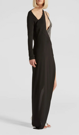 ASYMMETRIC CRYSTAL-EMBELLISHED DRESS