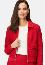 Plain jacket skirt set in red