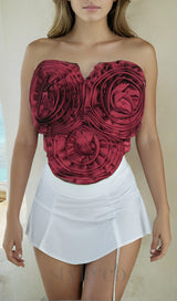 ANIMA 3D FLOWER TOP IN RED