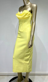 PATCHWORK STRAPLESS BANDAGE DRESS