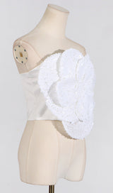 ANINDA SEQUIN FLOWER CROP TOP IN BLACK