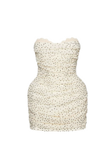 georgia polka dot tube top mini dress in apricot