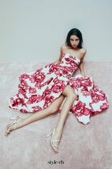 nancy Violette Bubble Hem Maxi Dress in pale red