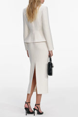 michaelia Cream Boucle Tailored Midi Dress set