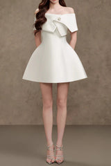 brianna One-shoulder satin mini dress in apricot