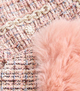 rosemary Pink Bouclé Fur-Trim Jacket