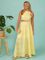 Eyelet Lace Top and Maxi Skirt Set