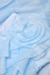 mandy off-shoulder flower ruffle maxi dress - blue