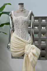 Bosede Bow Lace Corset Mini Dress