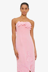 louise Appliqué Bustier Maxi Dress in pink